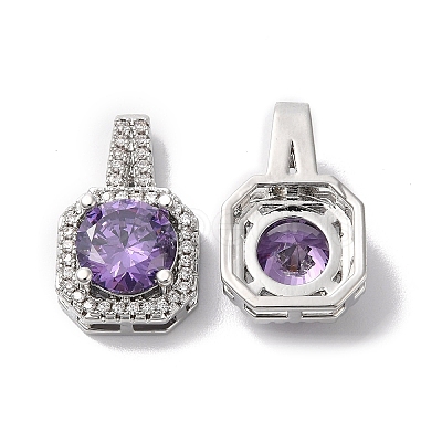 Brass Pave Cubic Zirconia with Glass Pendants KK-G465-42P-1