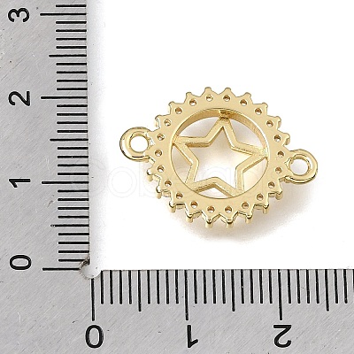 Brass Pave Clear Cubic Zirconia Ring Connector Charms KK-E802-10G-C-1