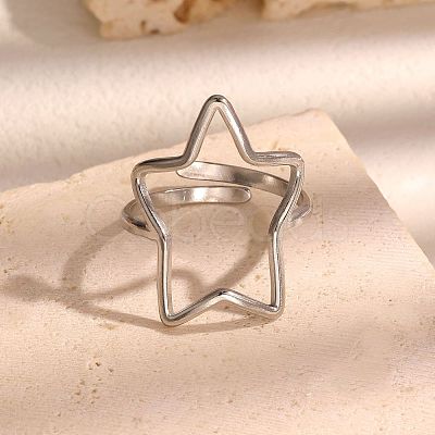 304 Stainless Steel Open Cuff Rings for Women WGE4013-02-1