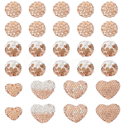 38Pcs Handmade Polymer Clay Rhinestone Beads CLAY-BT0001-14-1