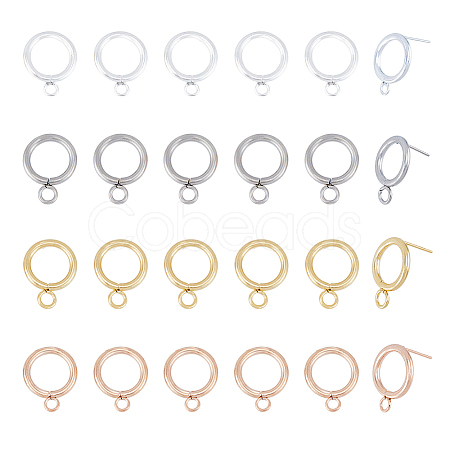 24Pcs 4 Colors 304 Stainless Steel Stud Earring Findings STAS-FH0001-64-1