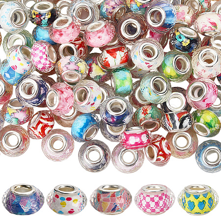 120Pcs Resin European Beads RPDL-SP0001-02-1