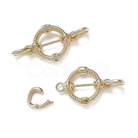 Brass Micro Pave Clear Cubic Zirconia Fold Over Clasps KK-K361-02G-1