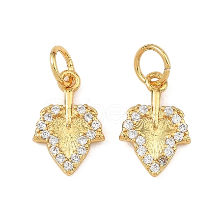 Brass Micro Pave Clear Cubic Zirconia Charms KK-F941-37B-G-1