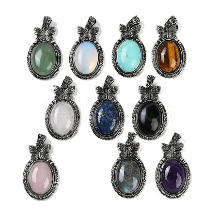 Natural & Synthetic Mixed Gemstone Pendants G-I370-09AS-1