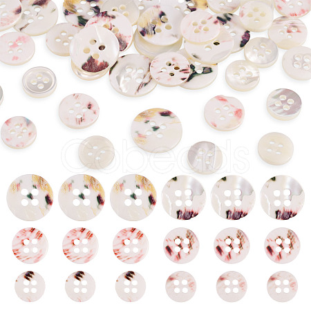 45Pcs 3 Style 4-Holes Shell Buttons BUTT-TA0001-27-1