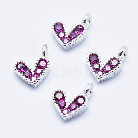Brass Micro Pave Cubic Zirconia Charms ZIRC-J040-08P-NR-1