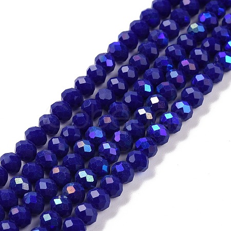 Electroplate Opaque Solid Color Glass Beads Strands EGLA-A034-P1mm-L12-1