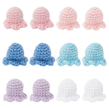 12Pcs 6 Colors Flower Shape Cotton Knitted Costume Ornament Accessories DIY-FG0005-34-1