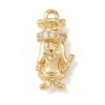 Brass Micro Pave Clear Cubic Zirconia Pendants KK-G545-07G-1