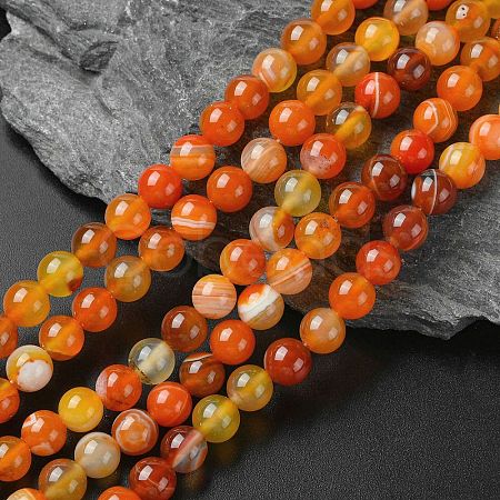 Natural Striped Agate/Banded Agate Beads Strands G-I254-03B-02-1