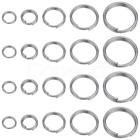 400pcs 5 Styles 304 Stainless Steel Split Rings STAS-SC0005-95-1