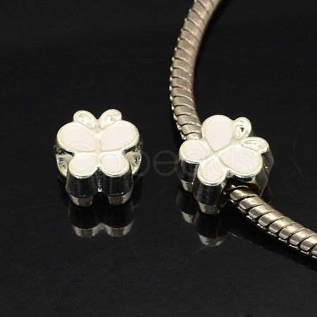 Alloy Enamel Butterfly Large Hole European Beads MPDL-R036-47H-1