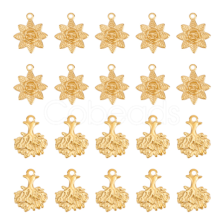 Unicraftale 20Pcs 2 Style Ion Plating(IP) 304 Stainless Steel Pendants STAS-UN0049-71-1