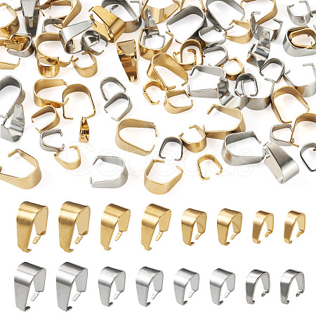 80Pcs 8 Styles 304 Stainless Steel Snap On Bails STAS-TA0006-24-1