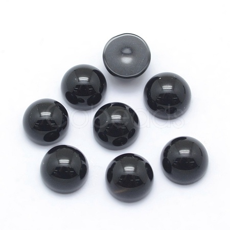 Natural Dyed & Heated Black Agate Cabochons X-G-P393-R02-6mm-1