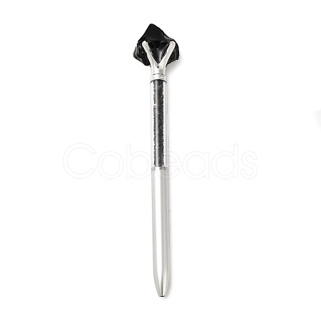 Raw Natural Obsidian Chip on Top Ball-Point Pen LS-AJEW-G063-01D-1