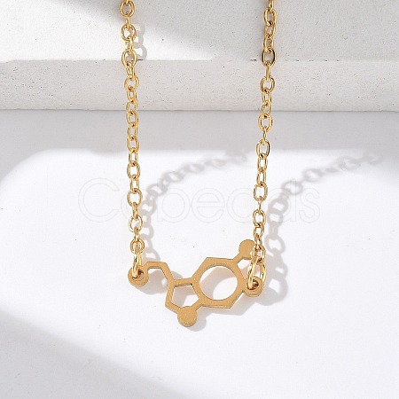 304 Stainless Steel Chemical Symbol Pendant Necklaces NJEW-Z073-03G-04-1