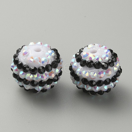 Stripe Pattern Resin Rhinestone Beads RESI-WH0034-20B-1
