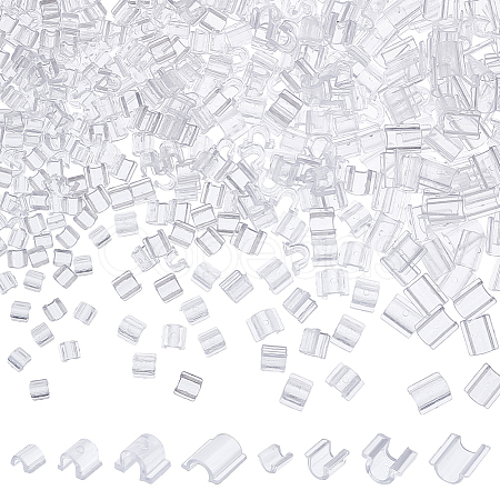 800Pcs 4 Style Transparent AS Plastic Base Buckle Hair Findings FIND-NB0004-37-1