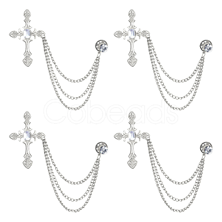 Cross Alloy Rhinestone Lapel Pin Backs JEWB-WH0051-057P-1
