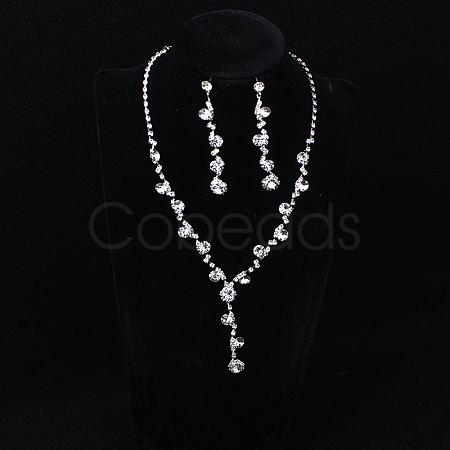 Brass Rhinestones Necklaces & Earring Sets for Women WGF929C-03-1