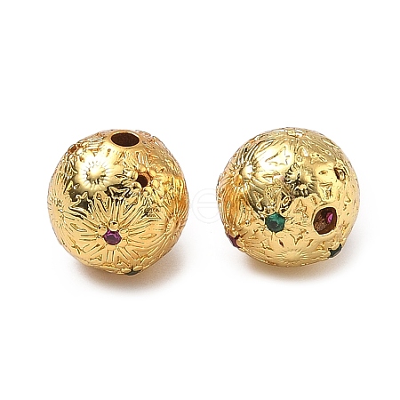 Brass Micro Pave Cubic Zirconia Beads KK-D224-13G-1