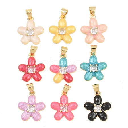 Brass Micro Pave Clear Cubic Zirconia Pendants KK-C170-26G-1