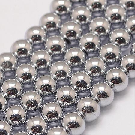 Grade AA Magnetic Synthetic Hematite Bead Strands G-P258-05-8mm-1
