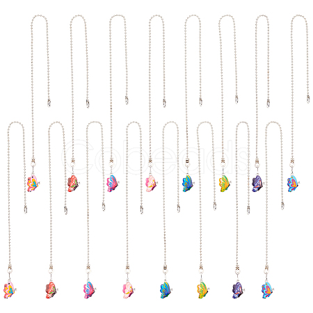 16Pcs 8 Colors Butterfly Alloy Charms Ceiling Fan Pull Chain Extenders HJEW-GO00069-1