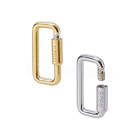 2Pcs 2 Colors 925 Sterling Silver Locking Carabiner STER-HS0001-26-1