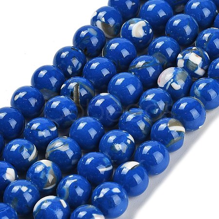 Assembled Synthetic Stone and Trochus Shell Beads Strands G-B128-08B-05-1