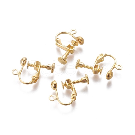 Rack Plated Brass Screw Clip-on Earring Findings X-KK-P169-04G-1