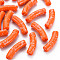 Opaque Spray Painted Acrylic Beads, Two Tone, Curved Tube, Coral, 32x10x8mm, Hole: 1.8mm, about 330pcs/500g