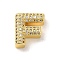 Brass Micro Pave Clear Cubic Zirconia Charms, Real 18K Gold Plated, Letter F, 13x11x5mm, Hole: 2x2.5mm