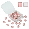 60Pcs Transparent Glass Cabochons, Square, Pink, 9.8x9.8x4mm