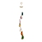 Chakra Natural Dyed Agate Piece Hanging Ornament, Wind Chime, with Wood Ring, for Home Decor, Colorful, 720~750mm, Hole: 25mm