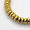 Electroplate Non-magnetic Synthetic Hematite Rondelle Beads Strands, Golden Plated, 6x3mm, Hole: 1mm, about 140pcs/strand, 15.7 inch