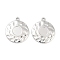 Non-Tarnish 304 Stainless Steel Pendant Cabochon Settings, Flat Round, Stainless Steel Color, Tray: 8.5mm, 26.5x23x3mm, Hole: 2mm