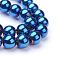 Non-magnetic Synthetic Hematite Beads Strands, Grade A, Round, Blue Plated, 8mm, Hole: 1mm, about 50~52pcs/strand