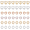 HOBBIESAY 48Pcs 6 Style Rhinestone Pandants, with Rack Plating Alloy Findings, Nickel Free, Heart Charms, Platinum & Golden, 13~14x11~14x1.5~2.5mm, Hole: 1.5~3.5mm, 8Pcs/style