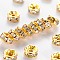 Brass Grade A Rhinestone Spacer Beads, Golden Plated, Rondelle, Nickel Free, Crystal, 7x3.2mm, Hole: 1.2mm