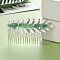 Leaf Natural Green Aventurine Chips Hair Combs, with Iron Combs, Hair Accessories for Women Girls, 45x80x10mm