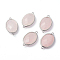 Platinum Tone Brass Rose Quartz Links connectors, Faceted, Oval, 26.5x15x6mm, Hole: 1~2mm