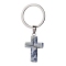 Natural Blue Spot Jasper Keychains, with 304 Stainless Steel Split Key Rings, Cross, 5.6cm, Cross: 37.5x18x5.5mm