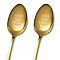 Stainless Steel Spoons Set, with Packing Box, Word Good Morning Uncle, Golden Color, Sun Pattern, 182x43mm, 2pcs/set