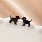 Stainless Steel Small Animal Stud Earrings for Women, Dog, Left and Right, Black, 60x40mm