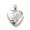 Rack Plating Brass Locket Pendants, Heart with Flower, Platinum, 17x15x4.5mm, Hole: 4x2mm, Inner Diameter: 9x7.5mm