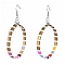 Dangle Earrings, with 316 Surgical Stainless Steel Earring Hooks and Glass Seed Beads, Ring, Gold, 76mm, Pin: 0.7mm