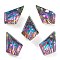 Embossed Glass Rhinestone Pendants, Faceted, Kite, Volcano, 13x8x4mm, Hole: 1.2mm